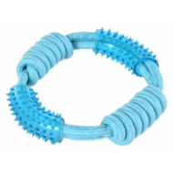 BK15721 Kutyajáték-BARRY KING kötél termoplasztikus gumival, kék, 18 cm