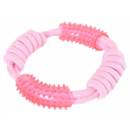 BK15720 Kutyajáték-BARRY KING kötél termoplasztikus gumival, pink, 18 cm
