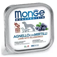 Monge Monoprotein Fruits Paté nedves kutyaeledel alutálca bárány-áfonya 150g