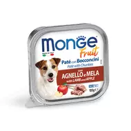 Monge Fruit Paté&Chunkies alutálcás kutyaeledel bárány-alma 100g