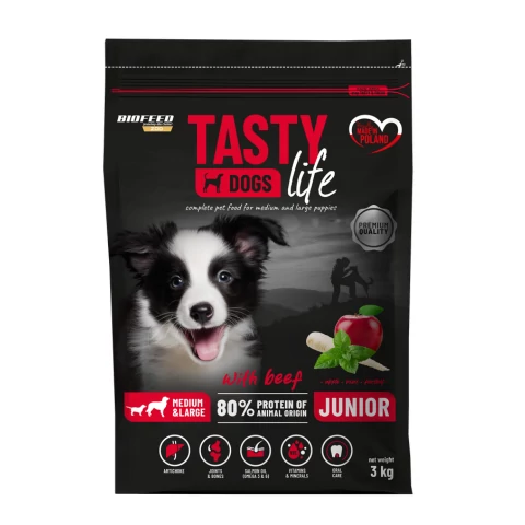 TASTY DOG JUNIOR száraz kutyaeledel MARHA 3kg, 12kg