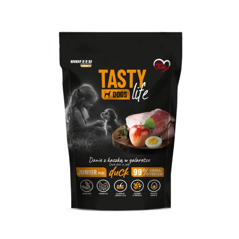 BF-36 TASTY DOG MINI JUNIOR alutasakos kutyaeledel 90% KACSA 150g (10db/krt)