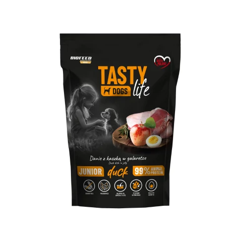 BF-37 TASTY DOG JUNIOR alutasakos kutyaeledel 90% KACSA 500g (10db/krt)