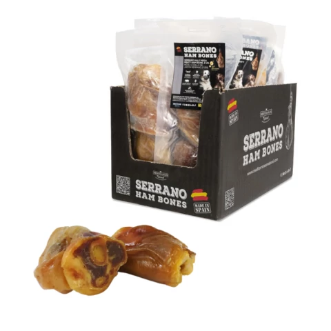 JK14217 (68051) Kutya jutalomfalat - Serrano felezett mega húsos sonkacsont 2db/csomag kb.550g  
