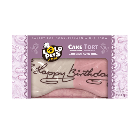 LO75505 Kutya jutalomfalat-Kutyatorta "Happy Birthday" erdei gyümölcsös 250g 