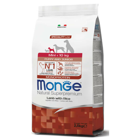 Monge Dog MONOPROTEIN Speciality line Mini Puppy&junior bárány-rizs 2,5kg