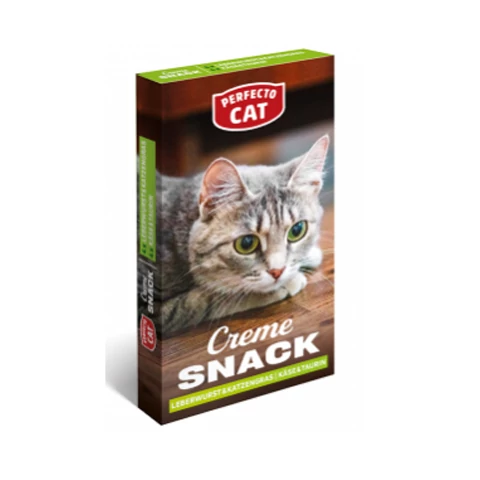 RD22125PE Macska jutalomfalat - Perfecto Cat Creme Snack - 4db májas kolbász-macskafű, 4db sajt-taurin (8x15g)