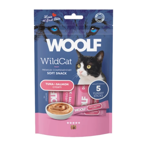 RD5206 Macska jutalomfalat - Woolf Wildcat Krémsnack - tonhal & lazac 5x14g 