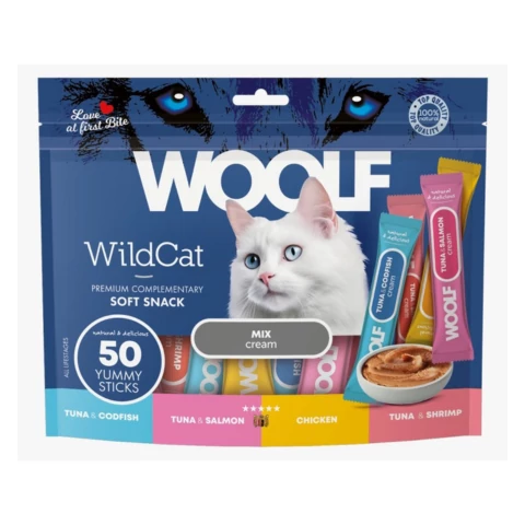 RD5218 Macska jutalomfalat - Woolf Wildcat Krémsnack - MIX 50x14g