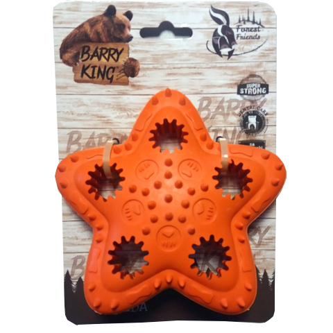 BK15102 Kutyajáték-Barry King extra erős kutyajáték -jutalomfalat adagoló narancs csillag 12,5cm 